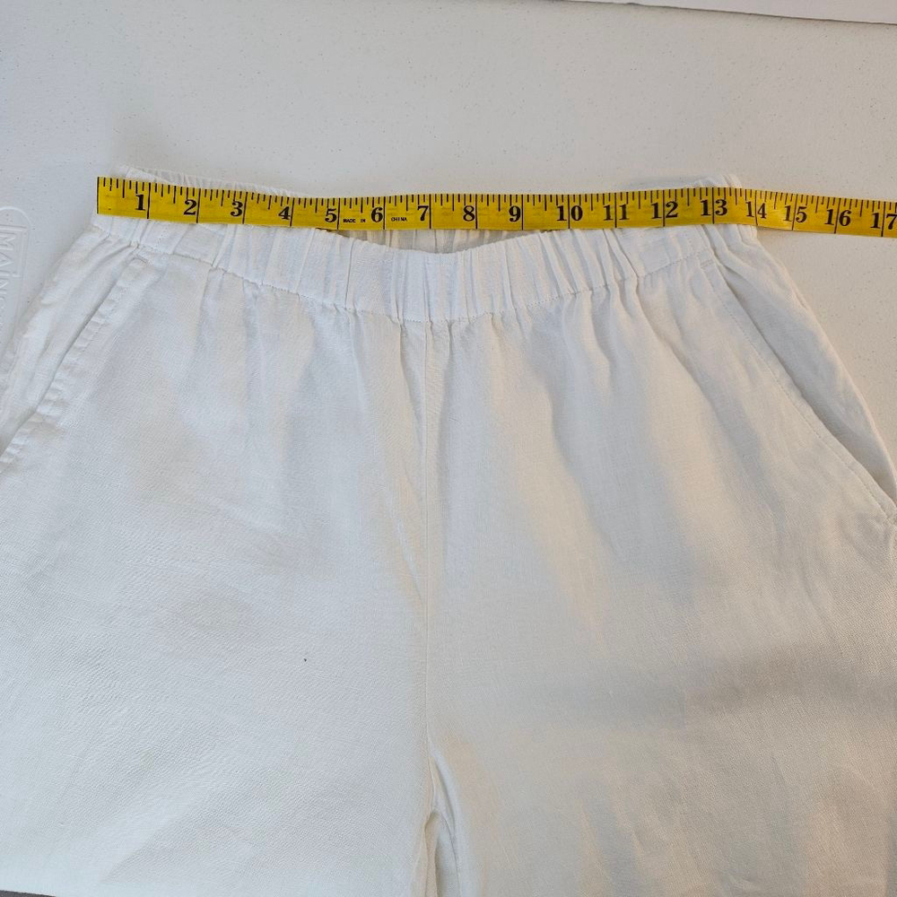 EILEEN FISHER Organic Linen Wide Leg Cropped Pull-on Pants XS White - Picture 8 of 10